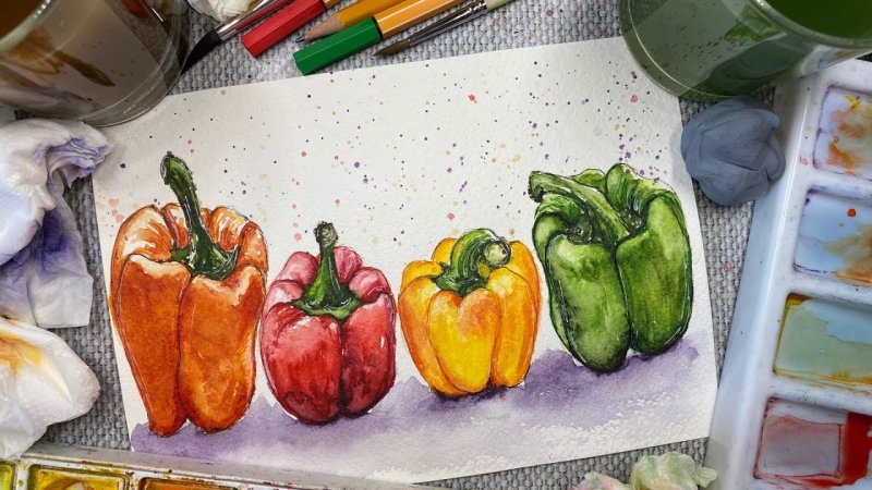 Перец акварелью