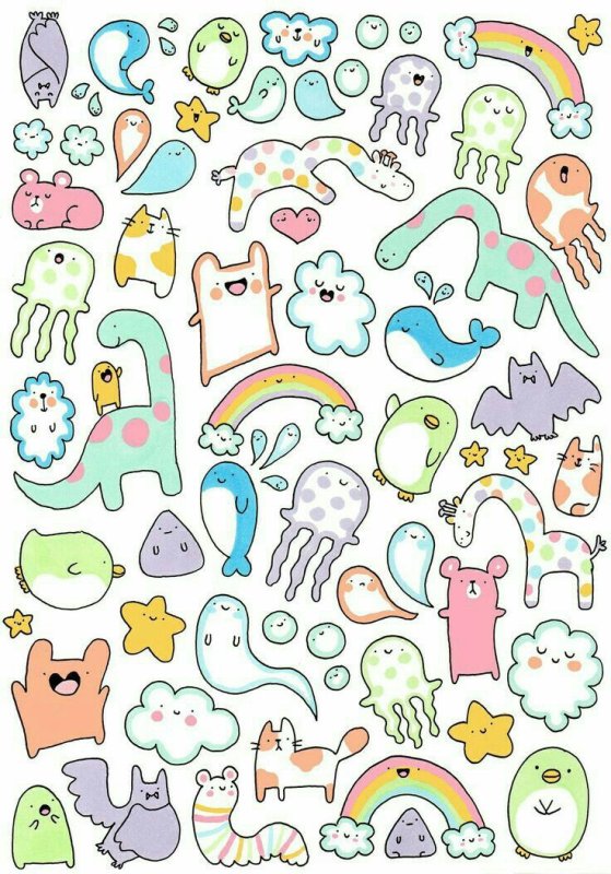 срисовка маленьких рисунков для наклеек