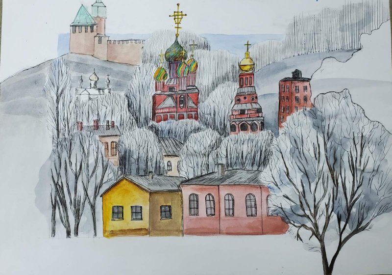 Зимний Нижний Новгород рисунки