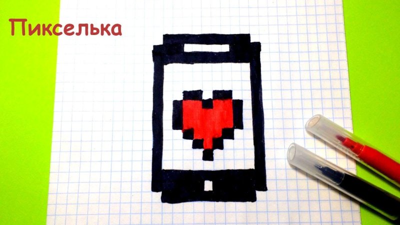 Рисунки по клеточкам в блокноте