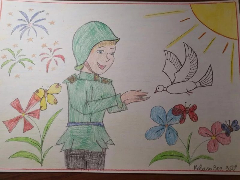 Детские рисунки на тему письмо солдату