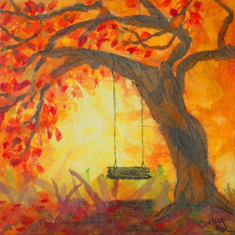 осенний пейзаж качели