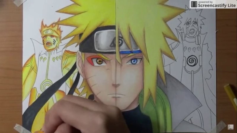 наруто карандашом
