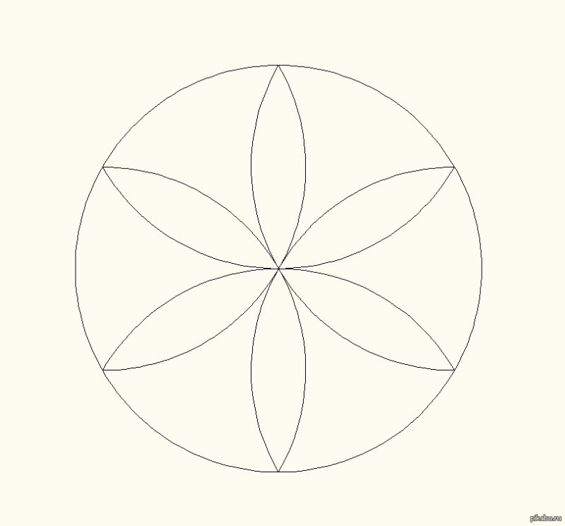 Цветок из окружностей циркулем