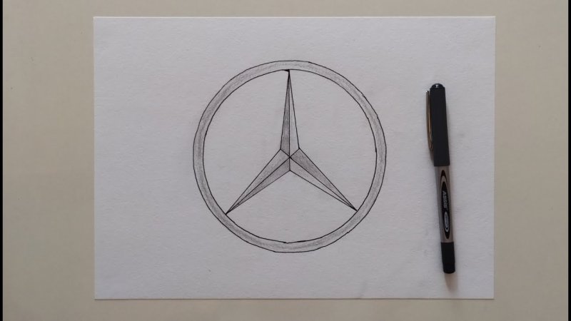Значок Мерседес карандашом