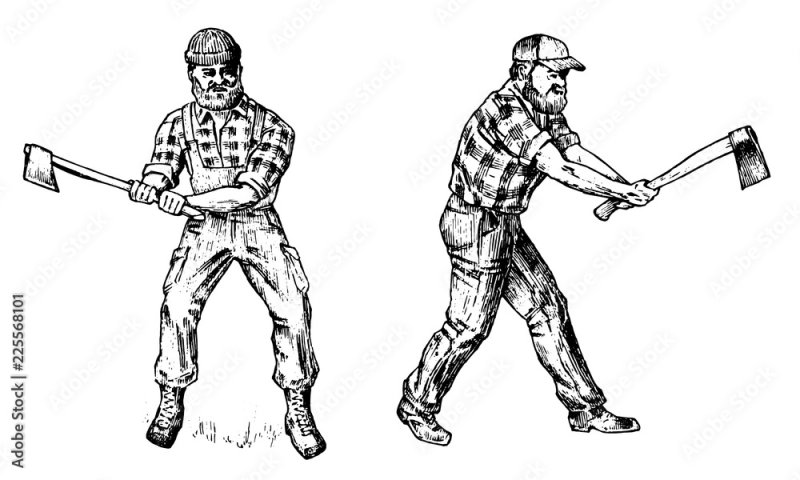 Человек рубит дерево