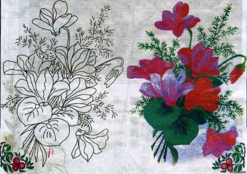 Вышивка гладью схемы