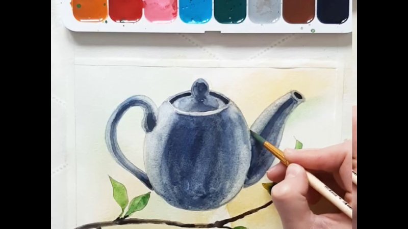 Нарисовать чайник красками