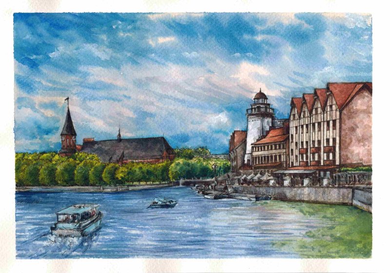 Кафедральный собор Калининград рисунок