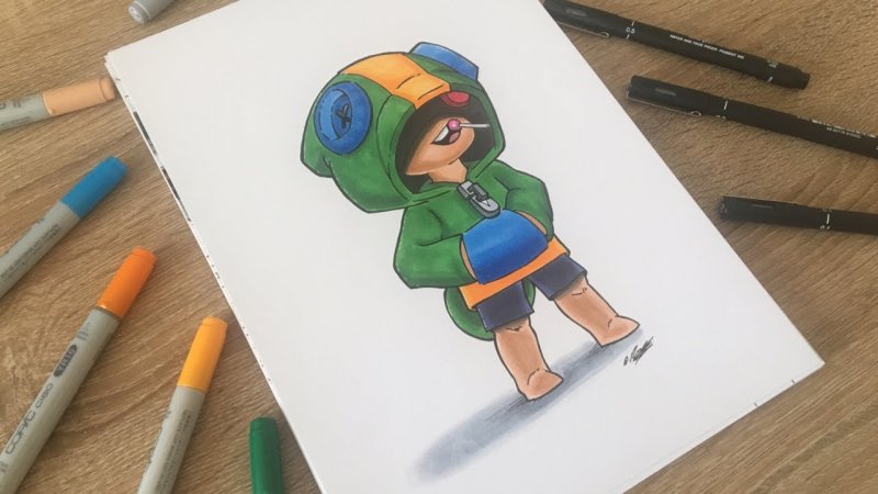Леон из бравла нарисовать