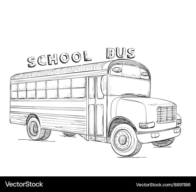 Автобус рисунок карандашом