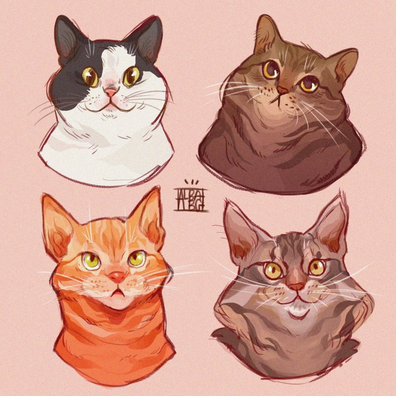 Котики в мультяшном стиле