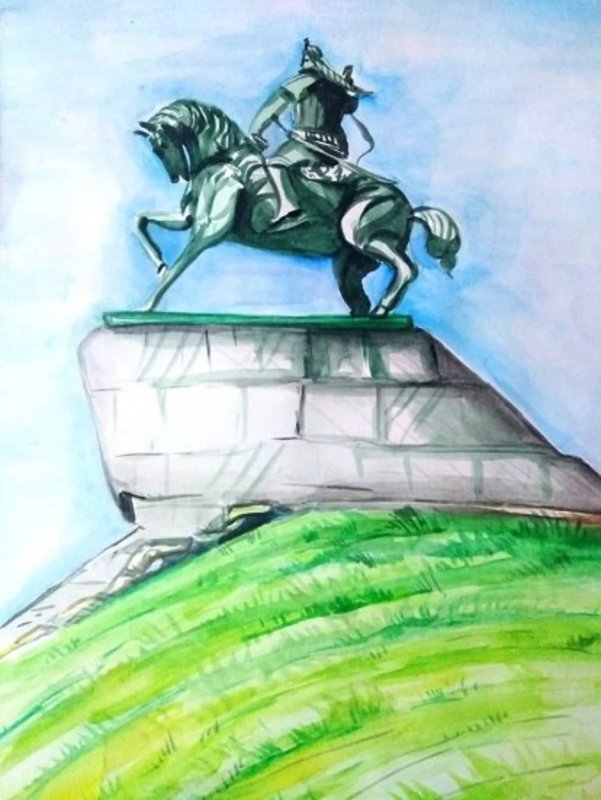 Салават Юлаев памятник в Уфе рисунок