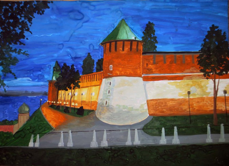 Нижегородский Кремль акварель