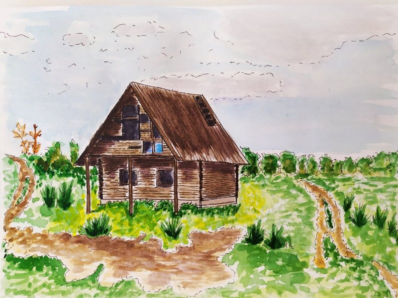Деревня рисунок