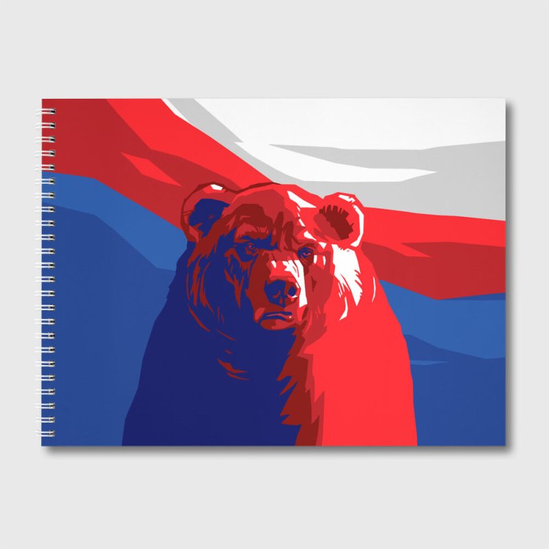 Медведь с флагом России рисунок