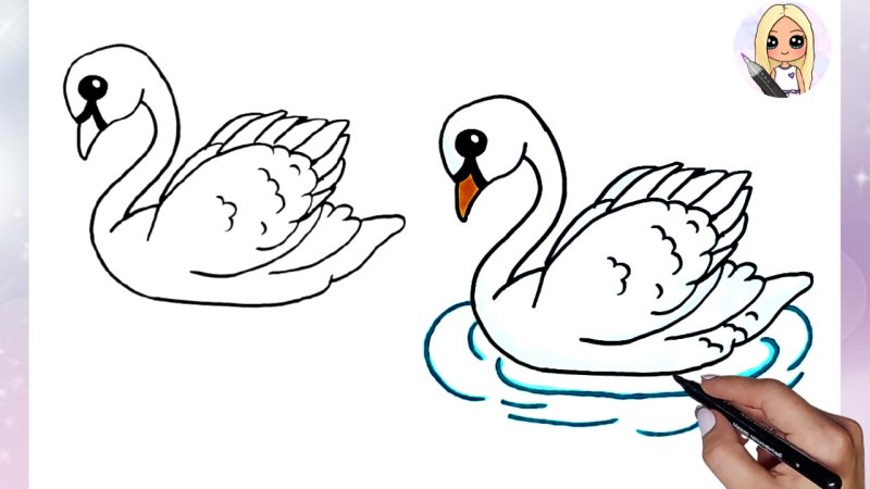 Лебедь рисунок