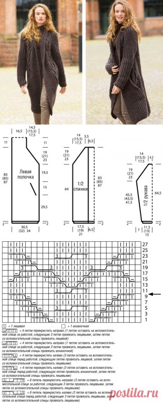 Кардиган вязаный спицами схема и описание