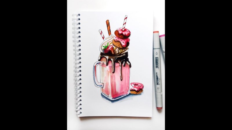 рисунок коктейль маркерами