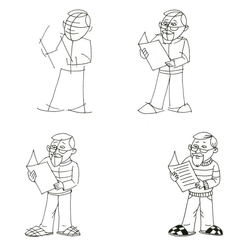 Рисунок дедушки для срисовки