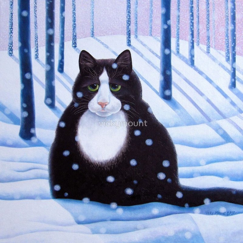 Котенок зимой арт