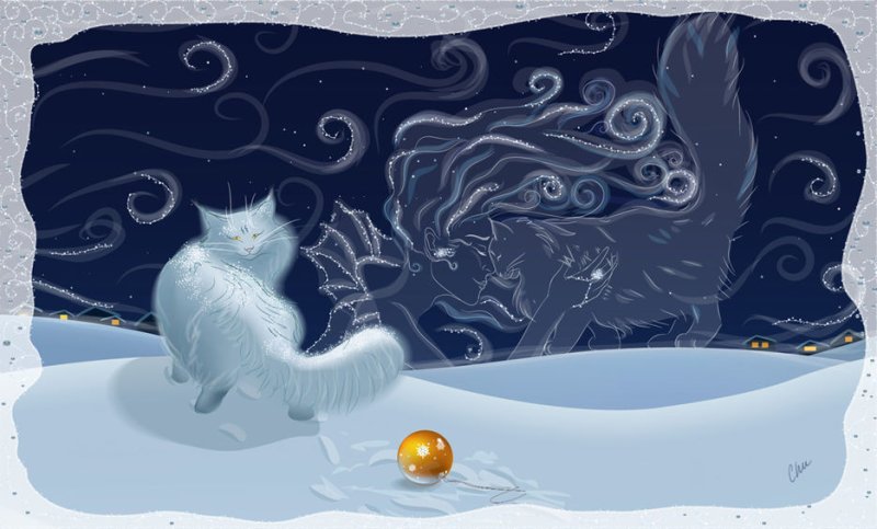 Кот в снегу