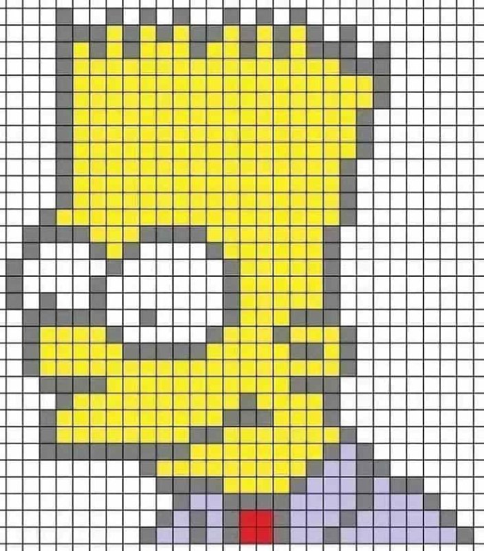 Рисунки по клеточкам барт симпсон