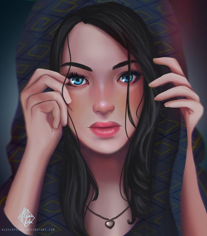 Черноволосая девушка арт