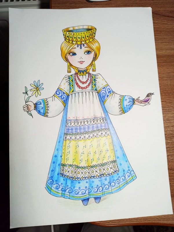 Рисунок русской девушки