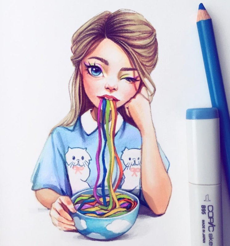 девочка рисунок для срисовки