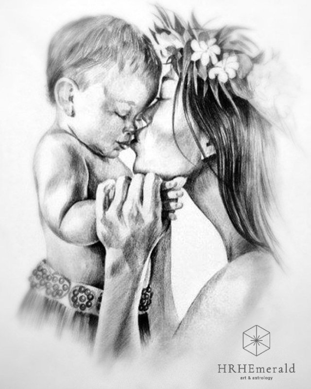 Женщина с ребенком эскиз