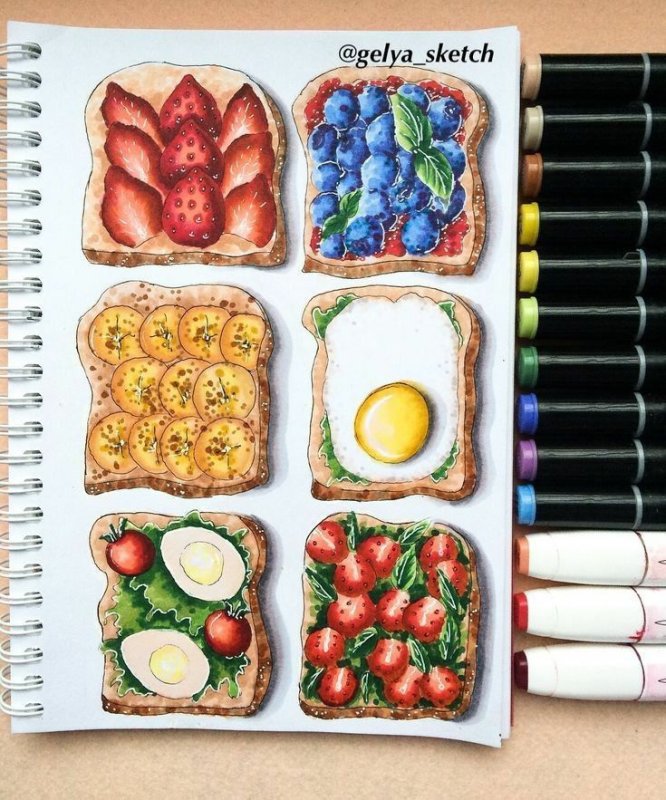 Рисунки для скетчбука еда