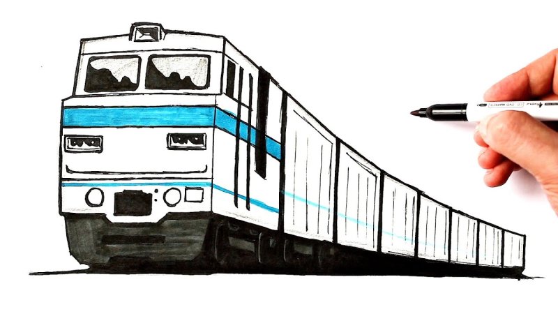 рисунки поезда для срисовки