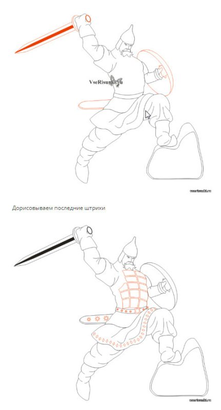 Русский богатырь поэтапное рисование