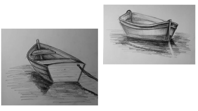 Лодка на воде рисунок