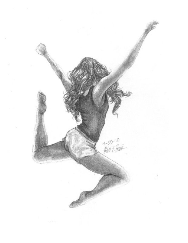 Рисунки танцующих девушек карандашом