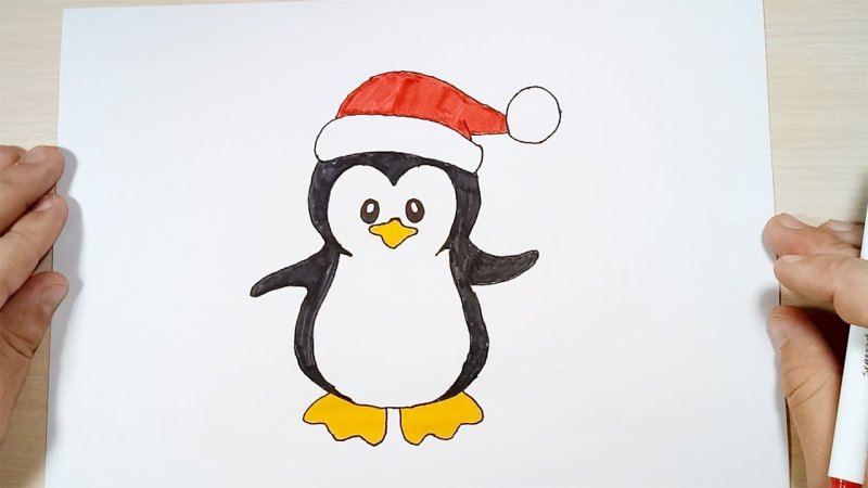 пингвин рисунок для срисовки