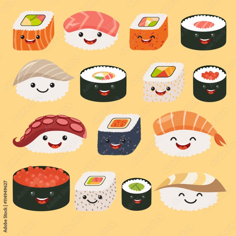 Рисунок суши роллы