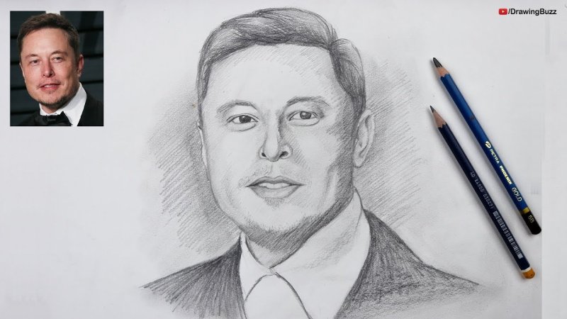 Elon Musk карандашом