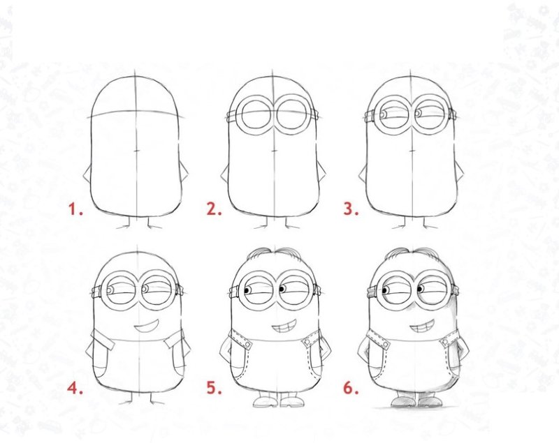 рисунок миньона карандашом поэтапно