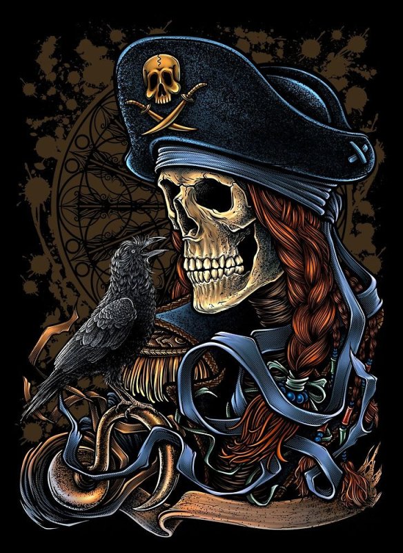 Скелет пират арт Дэйви