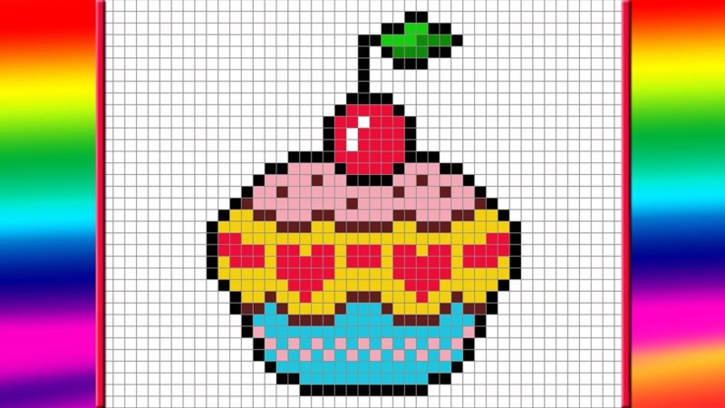 Рисунки по клеточкам пирожное