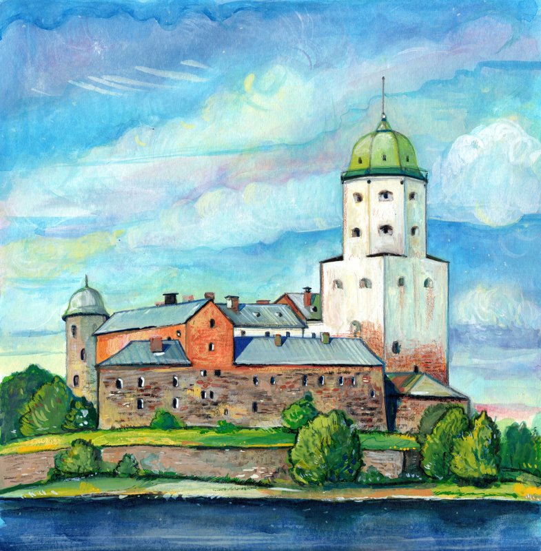 Круглая башня Выборг рисунок