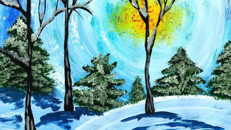 Зимний лес рисунок