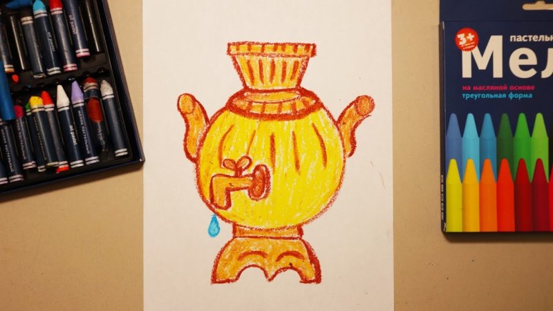 Самовар рисунок фломастерами