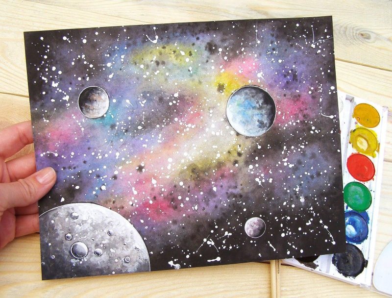 Рисование космоса гуашью