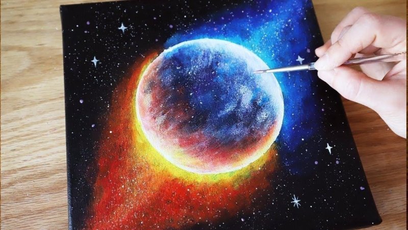Рисование красками космос