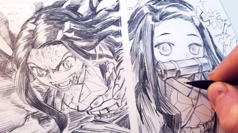 Anime draw nezuko
