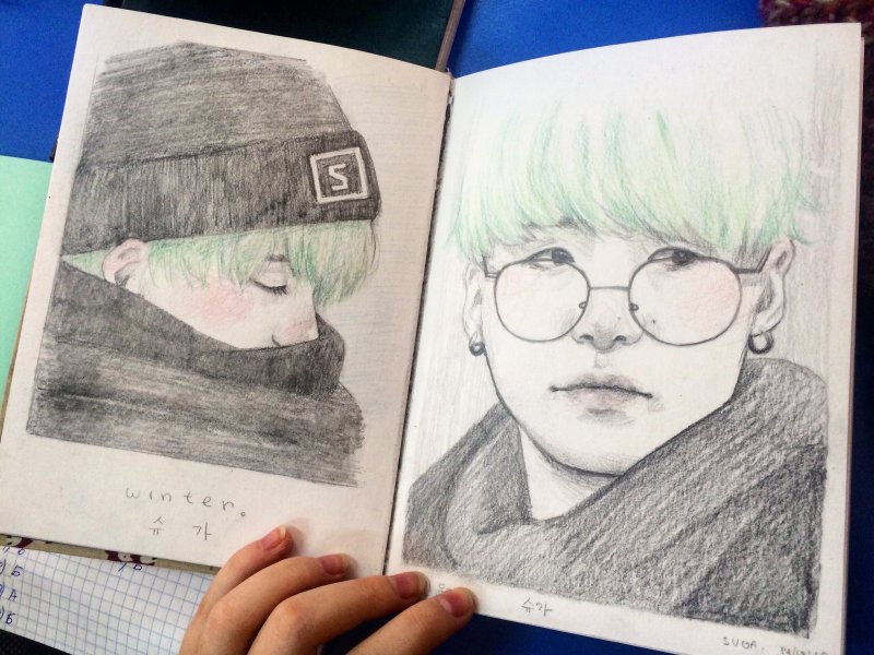 Шуга из BTS рисунок