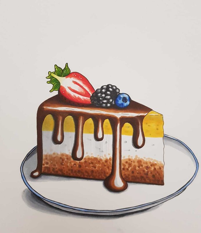 Рисунки маркерами тортики